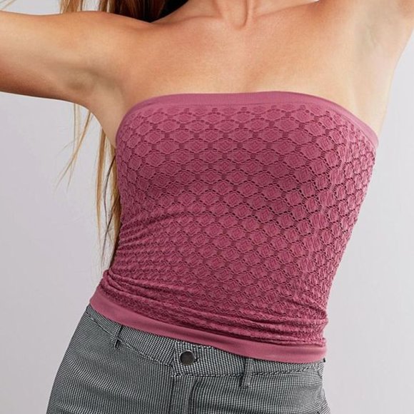 Free People NWT Mauve Honey Textured Tube Top